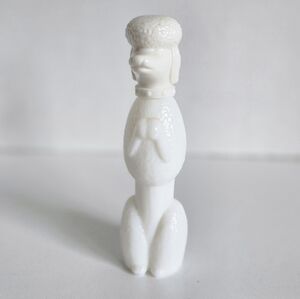 Avon perfume Milk Glass Poodle Bottle, vintage